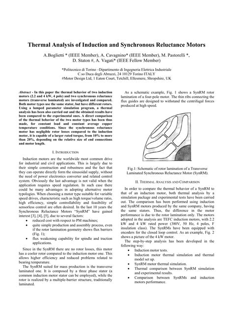 Thermal analysis of synchronous induction